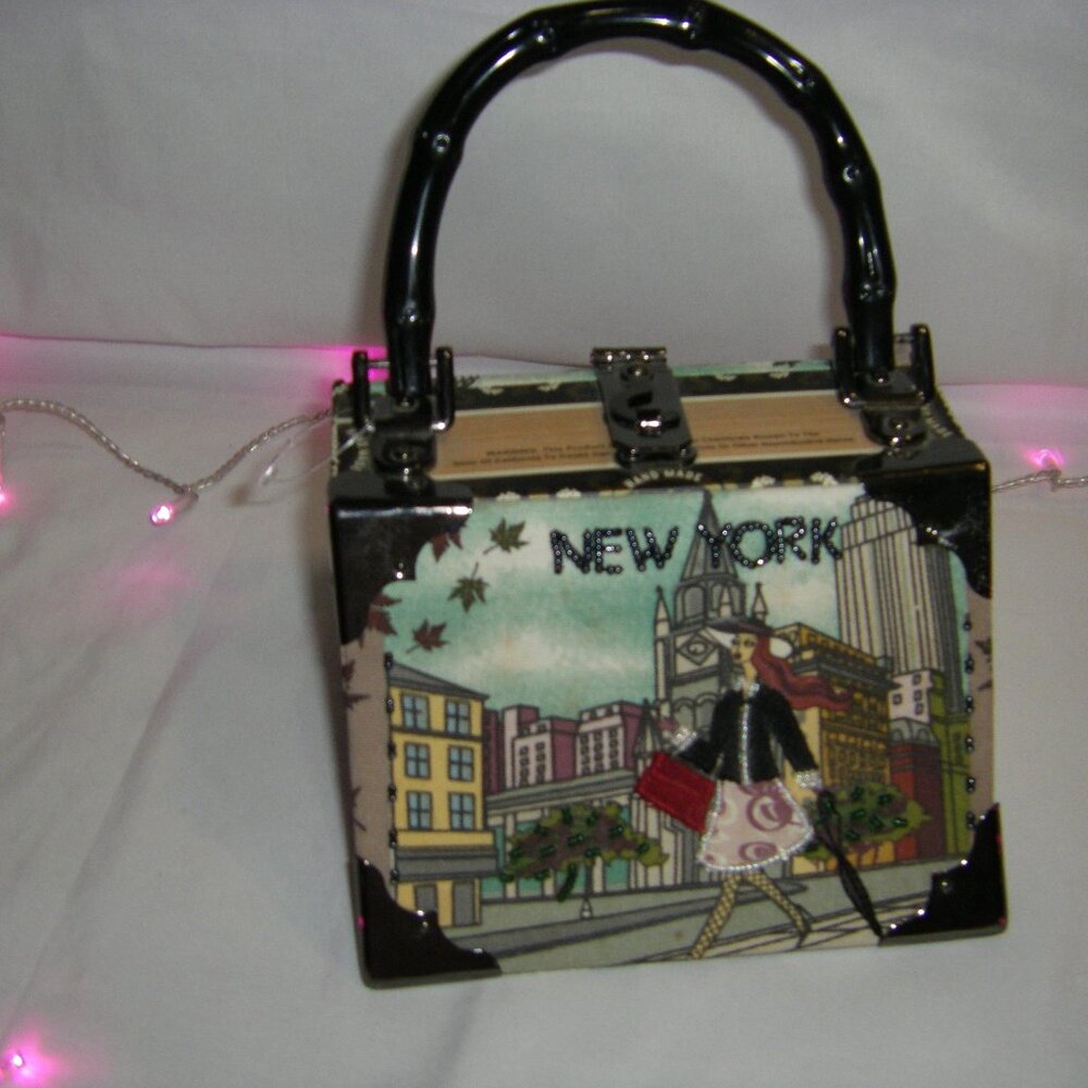 90s Vintage Box Purse Made In Roma Choice Made Cigar Trapezoid Box Bag Pre-Loved